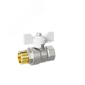 Кран шаровой 11б27п1 Ду20 Ру40 (3/4') ВН белая ручка бабочка - фото 3