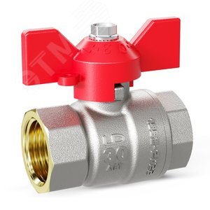 Кран шаровой латунный с накидной гайкой Ду20 Ру 40 красная бабочка - фото 1