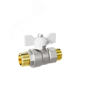 Кран шаровой 11б27п1 Ду15 Ру40 (1/2') НН белая ручка бабочка - фото 3