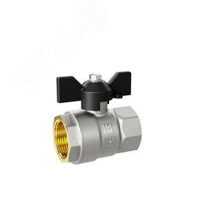 Кран шаровой латунный никелированный 11б27п1 Ду15 Ру40 (1/2') ВР/ВР бабочка - фото 2