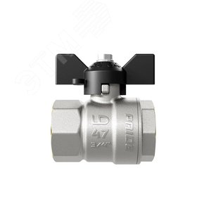 Кран шаровой латунный никелированный 11б27п1 Ду15 Ру40 (1/2') ВР/ВР бабочка - фото 3