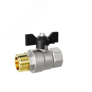 Кран шаровой латунный никелированный 11б27п1 Ду25 Ру40 (1') ВН бабочка - фото 2