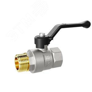 Кран шаровой латунный никелированный 11б27п1 Ду15 Ру40 (1/2') ВН рычаг - фото 2