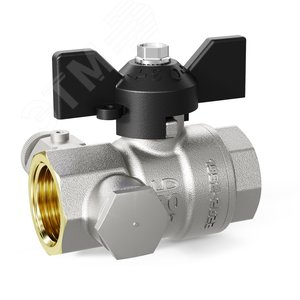 Изображение товара Кран шаровой латунный с дренажем и воздухоотводчиком Ду15 Ру 40 бабочка M20 (шт)