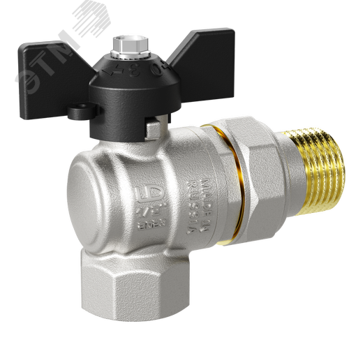 Изображение товара Кран шаровой латунный угловой со сгоном Ду 20 Ру 40 ВР бабочка (шт)