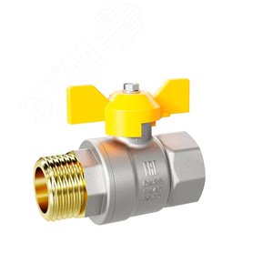 Кран шаровой латунный никелированный 11б27п Ду15 Ру40 (1/2') ВН бабочка с биркой GAS - фото 2