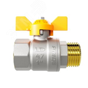 Кран шаровой латунный никелированный 11б27п Ду15 Ру40 (1/2') ВН бабочка с биркой GAS - фото 3