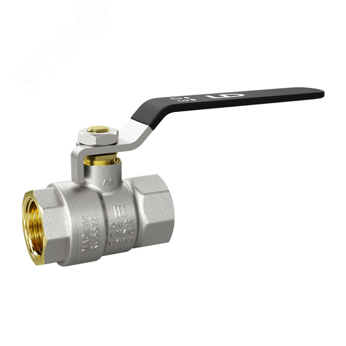 Изображение товара Кран шаровой латунный никелированный Ду32 Ру25 (1 1/4') ВР/ВР стальная ручка рычаг (шт)