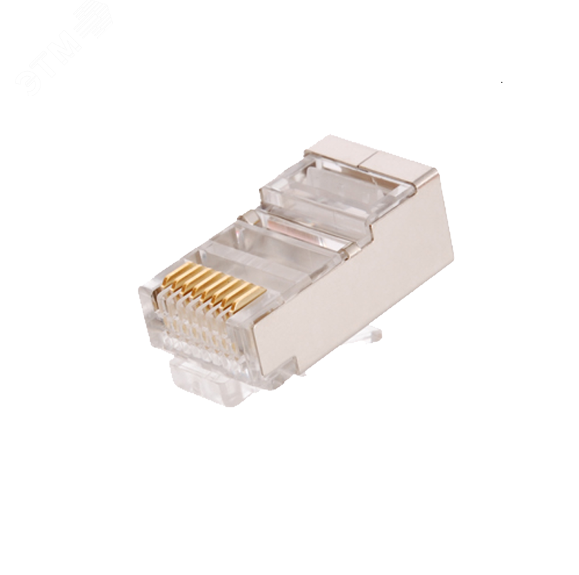 Изображение товара Коннектор RJ45/8P8C под витую пару, Кат.5e (Класс D), 100МГц, покрытие 3мкд, универсальные ножи, дляпроводников 0,47-0,51мм, неэкранированный, уп-ка 100шт (упак)