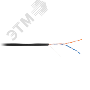 Кабель U/UTP 2 пары Кат.5 одножильный медный внешний PE черн 305м