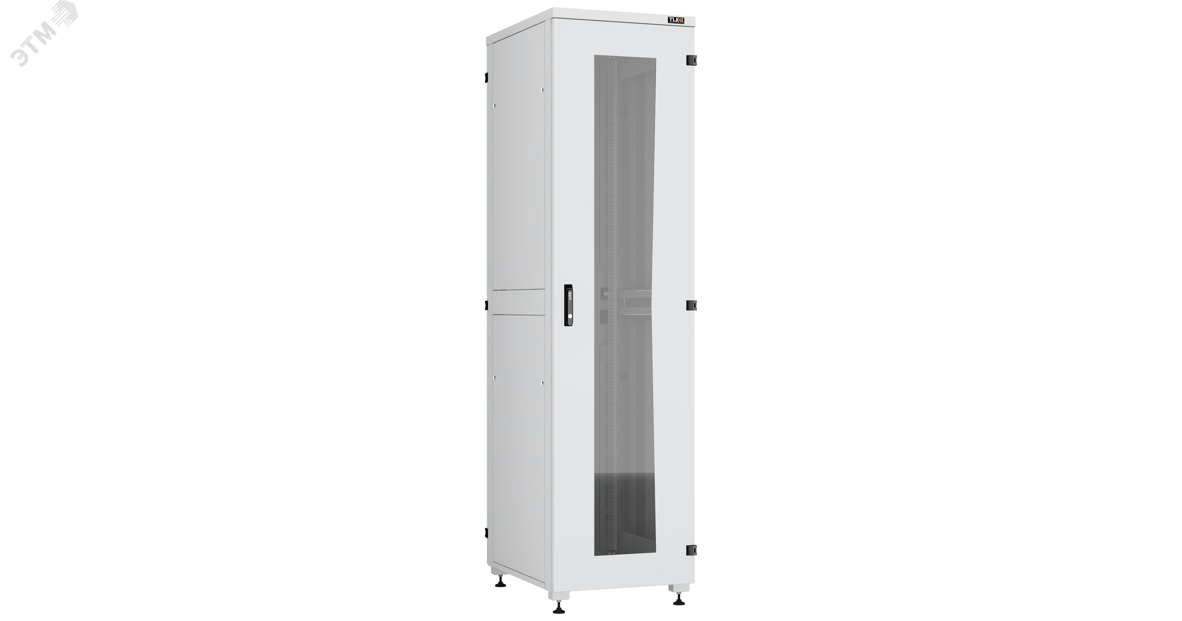 Шкаф напольный серии Lite II 19', 47U, стеклянная дверь, цельнометаллические двухуровневые стенки и задняя дверь, Ш600хВ2264хГ800мм, в разобранном виде, серый RAL7035 TFI-476080-GHMH-R-GY TLK