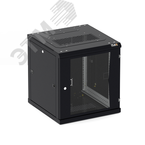 Изображение товара Настенный разборный шкаф NIKOMAX 19'', 12U, стеклянная дверь, Ш600хВ636хГ450мм, 2 пары монтажных направляющих, черный (шт)