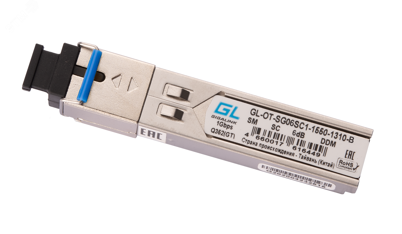 Изображение товара Гигабитный оптоволоконный модуль SFP WDM 1хSC 1550/1310 нм до 3 км