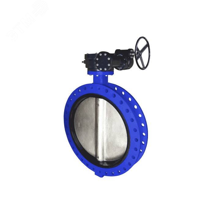 Затвор дисковый поворотный чугунный Ду 400 Ру16 с редуктором и фланцем под привод, манжета EPDM