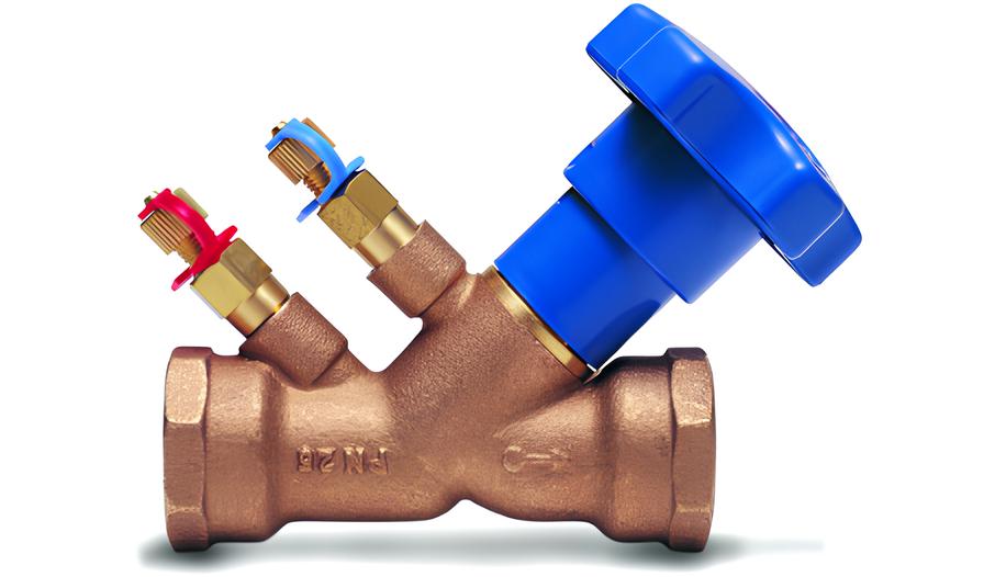 Клапан балансировочный латунный муфтовый с двумя отводами для измерения, внутр резьба, корпус латунь, диск латунь,DN32 PN25