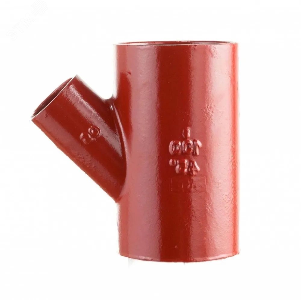 Изображение товара Чугунный безраструбный тройник Ду 250х200 45 град SGACX для водопровода