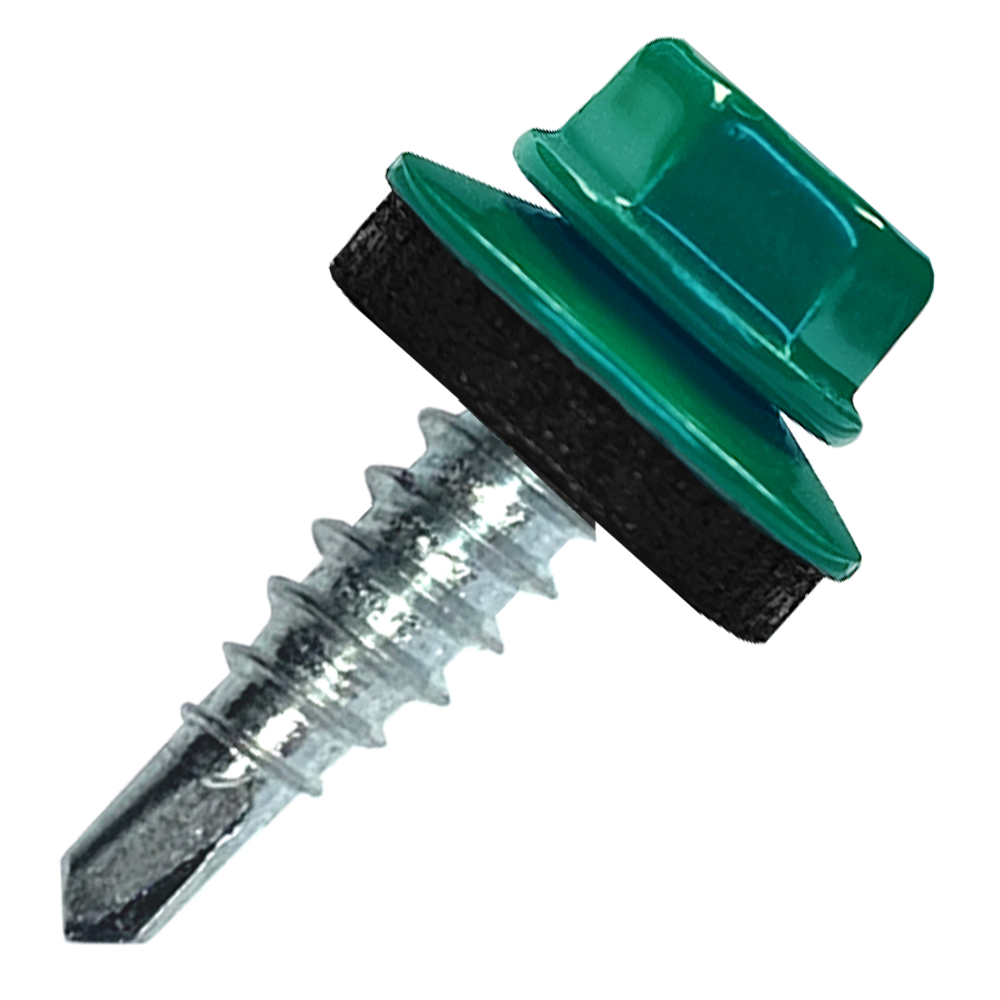 Саморез кровельный 4.8х50 RAL6026 сверло №1 шайба d=14мм с EPDM прокладкой