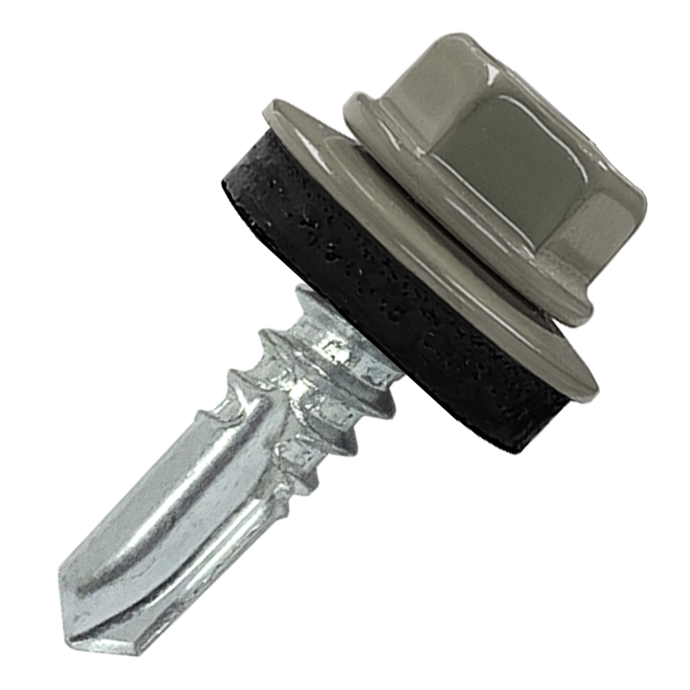 Саморез кровельный 5.5х19 по металлу RAL7005 сверло №3 шайба d=14мм с EPDM прокладкой