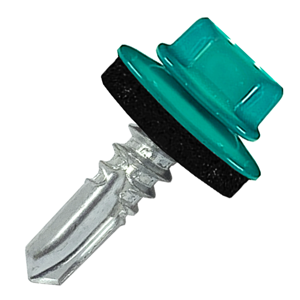 Саморез кровельный 5.5х19 по металлу RAL5020 сверло №3 шайба d=14мм с EPDM прокладкой