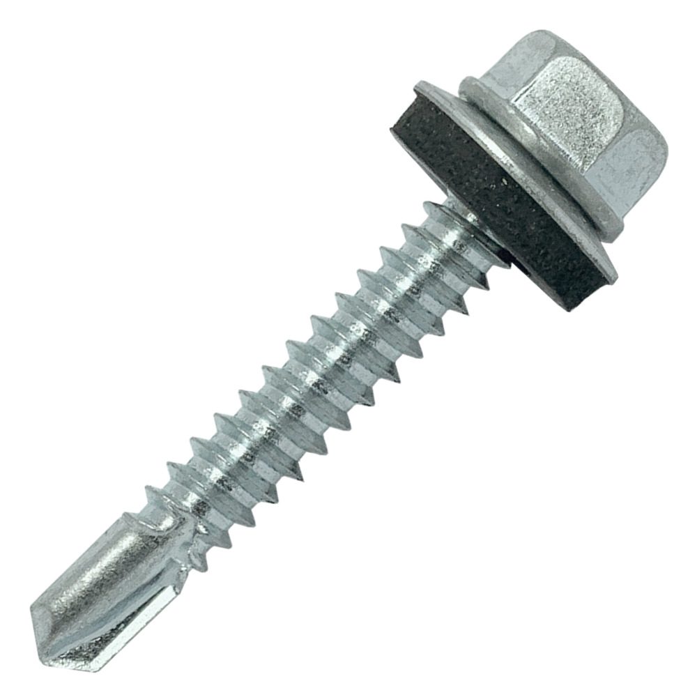 Саморез кровельный 6.3х38 по металлу сверло №3 шайба d=14мм с EPDM прокладкой оцинкованный