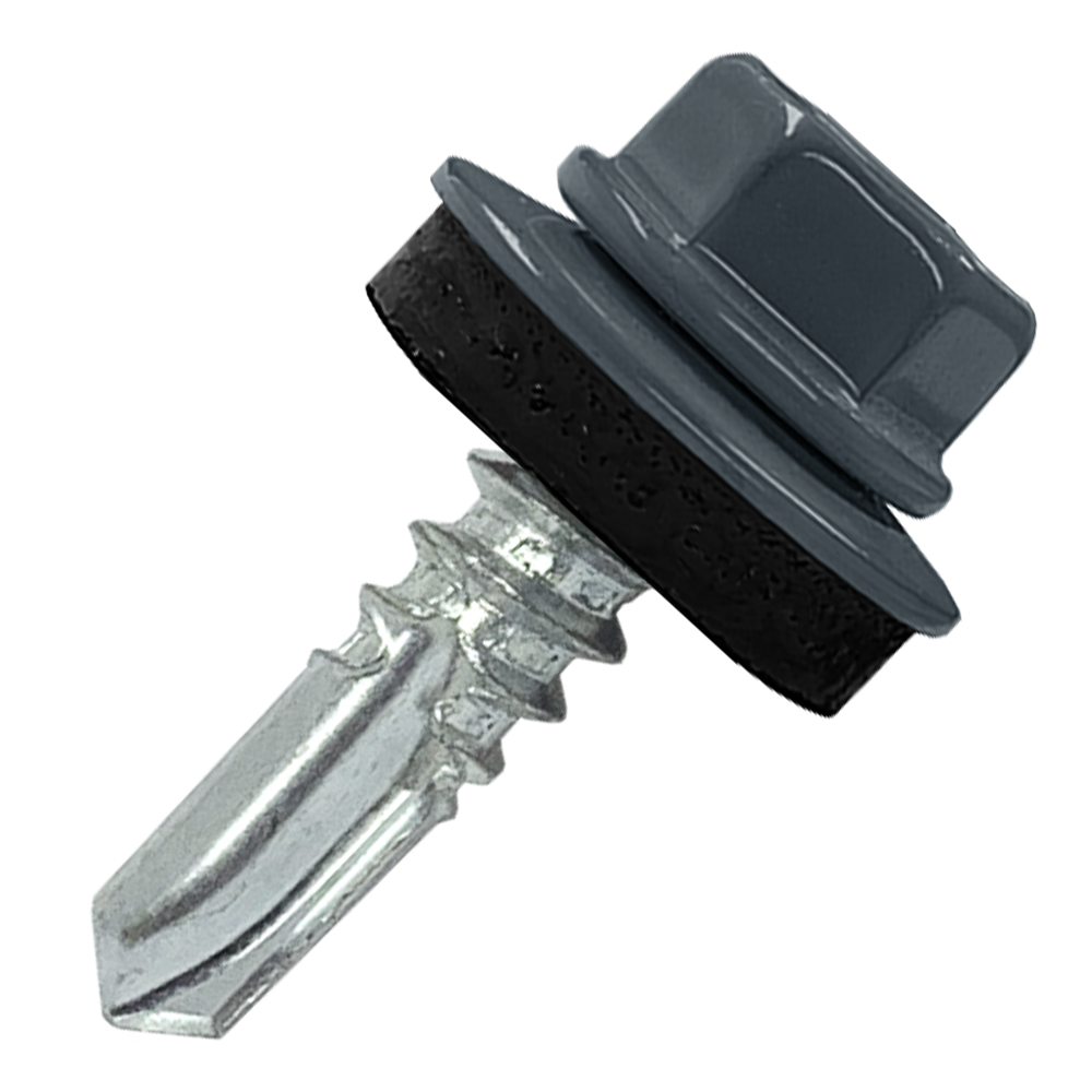 Саморез кровельный 5.5х25 по металлу RAL7016 сверло №3 шайба d=14мм с EPDM прокладкой