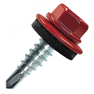 Саморез кровельный 4.8х35 RAL3003 сверло №1 шайба d=14мм с EPDM прокладкой - фото 1