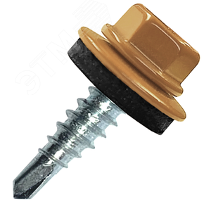 Саморез кровельный 4.8х35 RAL1011 сверло №1 шайба d=14мм с EPDM прокладкой - фото 1