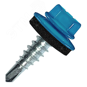 Саморез кровельный 4.8х70 RAL5024 сверло №1 шайба d=14мм с EPDM прокладкой - фото 1