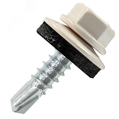 Саморез кровельный 4.8х19 по металлу RAL9010 сверло №2 шайба d=14мм с EPDM прокладкой - фото 1