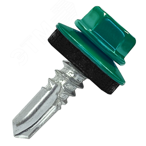 Саморез кровельный 5.5х25 по металлу RAL6029 сверло №3 шайба d=14мм с EPDM прокладкой - фото 1