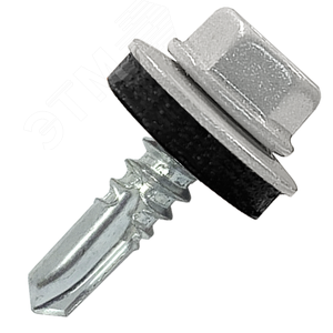 Саморез кровельный 5.5х25 по металлу RAL9006 сверло №3 шайба d=14мм с EPDM прокладкой - фото 1