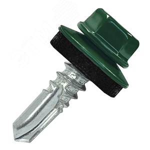 Саморез кровельный 5.5х25 по металлу RAL6020 сверло №3 шайба d=14мм с EPDM прокладкой - фото 1