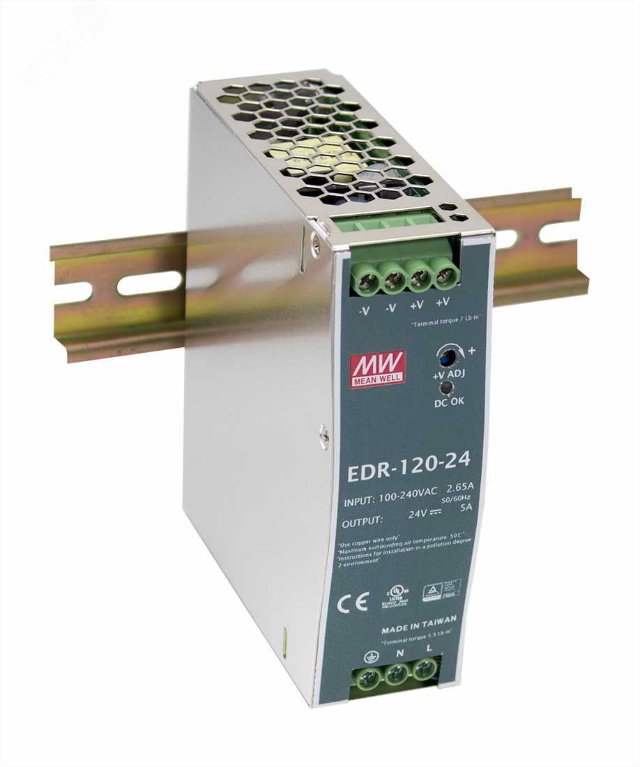 Изображение товара Блок питания AC-DC 120Вт DIN-рейка высокая эффективность серия EDR