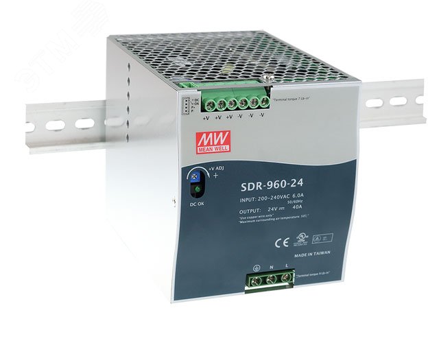 Изображение товара Блок питания AC-DC 960Вт DIN-рейка промышленный с высокой эффективностью