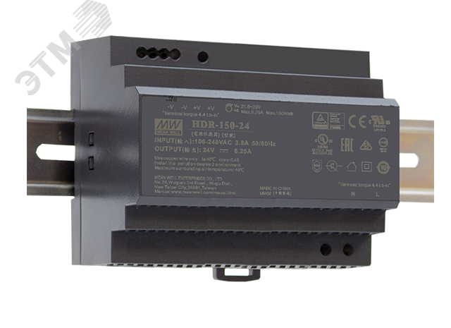 Изображение товара Блок питания AC-DC 153.6Вт на DIN-рейку от Mean Well Изображение товара Блок питания AC-DC 153.6Вт на DIN-рейку от Mean Well