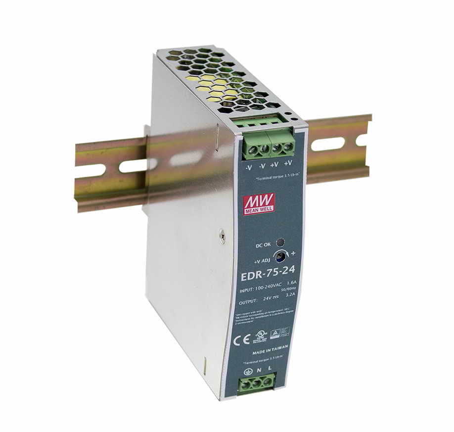 Блок питания AC-DC, 77Вт, вход 90-264V AC, 47-63Гц,127-370В DC, выход 48В,1.6A, рег. вых 48-55В, в кожухе на DIN-рейку