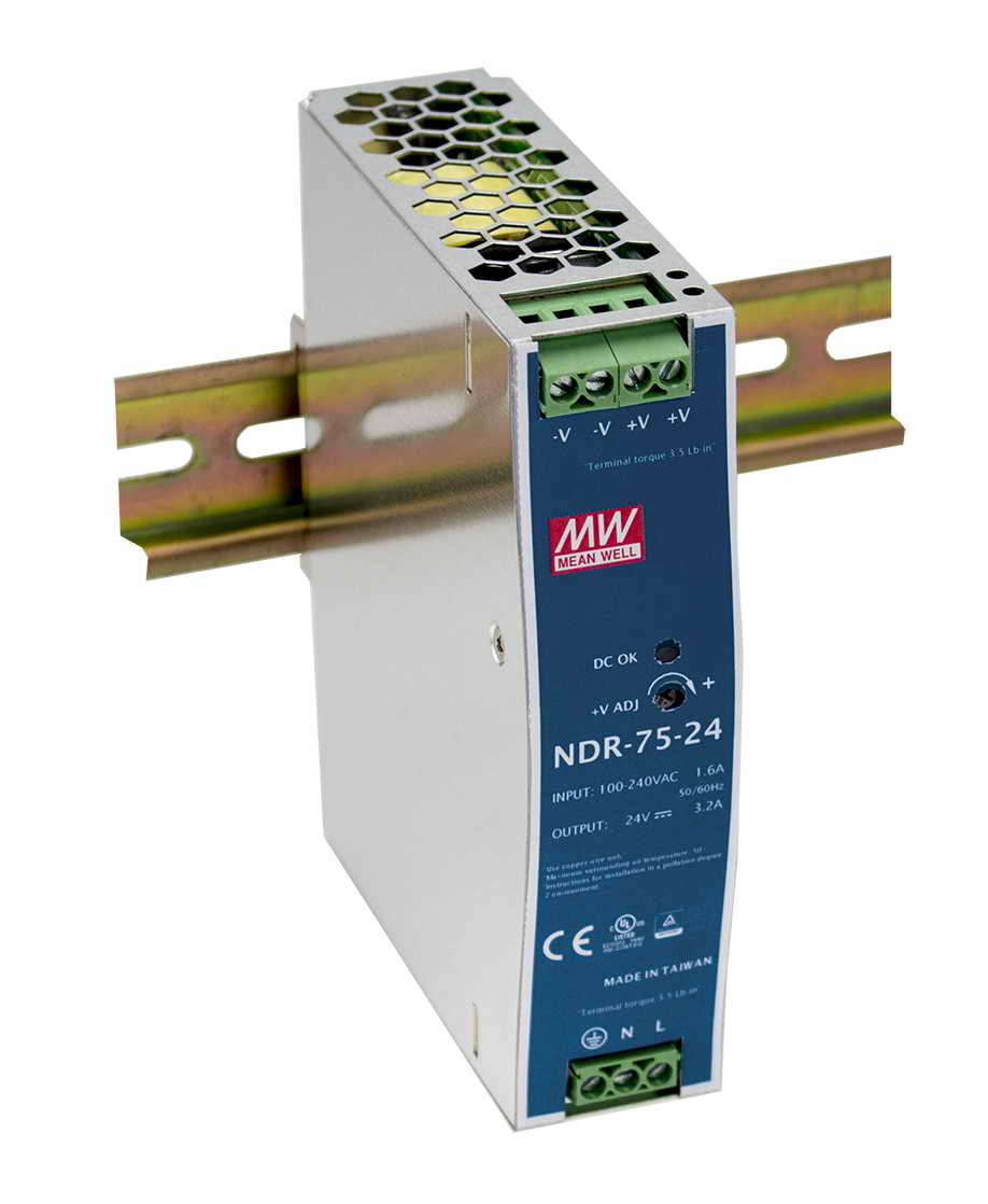 Блок питания AC-DC, 77Вт, вход 90-264V AC, 47-63Гц,127-370В DC, выход 48В,1.6A, рег. вых 48-55В, в кожухе на DIN-рейку