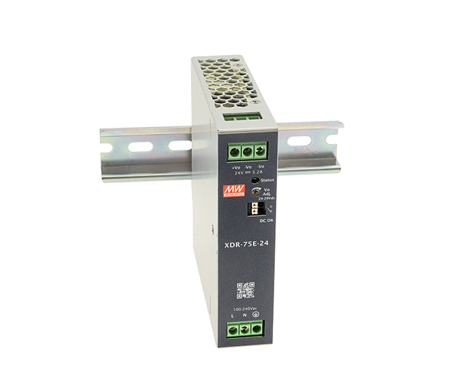 AC-DC, 75Вт, вх.85…264V AC, 47…63Гц 120…370В DC, вых.24В3.2A (пиковый 4.69А), рег. вых 24…29В, изол.3000В AC, DC OK, в кожухе на DIN-рейку 30х125.2х116мм,-40…+70°С, 3 года гарантии