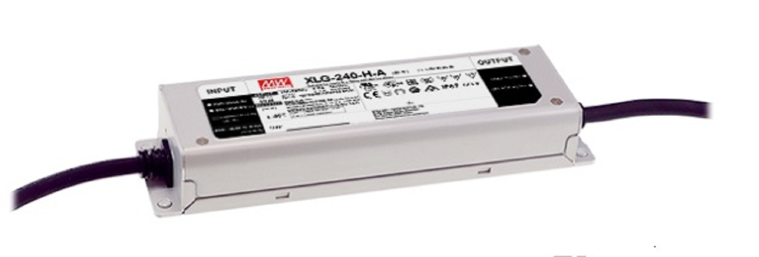 Источник питания AC-DC, 240Вт, вход 110…305В AC, 47…63Гц/156…431В DC, выход 48В/5000мА, рег. вых 43.2…52.8В, изоляция 3750В AC, в корпусе 219х63х35.5мм, -40…+90°С, димминг 3 в 1