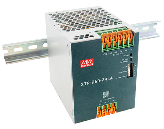 Блок питания AC-DC, 960Вт, ККМ, 3-х ф., вх. 320…600В AC, 47…63450…800В DC, вых.24В40A, (пиковый 80А), рег.  вых 24...29В, изол.3000В AC, в кожухе на DIN-рейку 96х125.2х132мм,-40…+85°С, DC-OK, Дист.ВКЛВЫКЛ., P linkпарал.работа 3+1, 5 лет гарантии, клемма-р