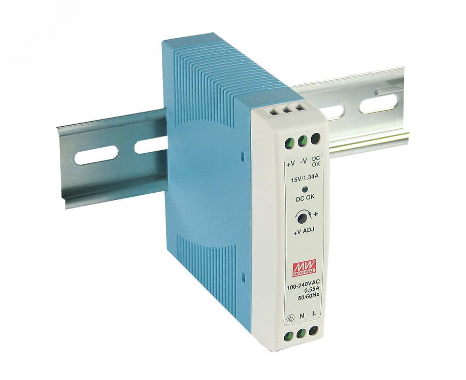 Изображение товара Блок питания AC-DC Mean Well MDR-20-12 20Вт 12В 1.67A для DIN-рейки