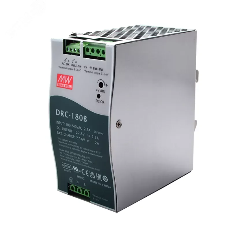 Изображение товара Блок питания AC-DC с UPS, 180Вт, 27.6В, Mean Well DRC-180B