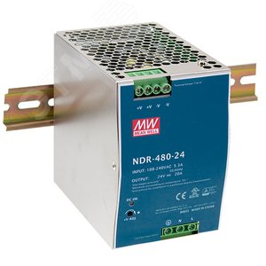 Изображение товара Блок питания AC-DC, 480Вт, вход 90-264V AC, 47-63Гц,127-370В DC, выход 24В,20A, рег. вых 24-28В, в кожухе на DIN-рейку (шт)
