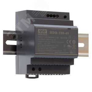 Изображение товара Блок питания AC-DC, 100.8Вт, вход 85...264 В AC 47...63Гц, 120...370В DC, выход 48В, 2.1А, рег. выхода 43.2...55.2В, изоляция 3000В AC, в кожухе на DIN-рейку, 70х90х54.5мм, -30...+70 град (шт)