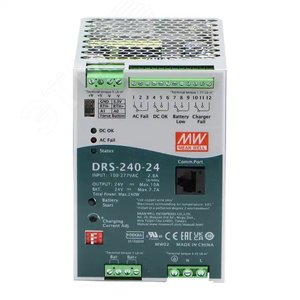 Изображение товара Блок питания AC-DC с функцией UPS c MODBus интерфейсом, 240Вт, вход 90-305В АС,127-431В DC, выход: 24В, выход зарядного устройства: 0-30В,0-10 А, в корпусе (шт)
