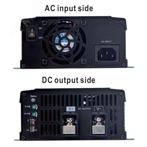 Устройство зарядноеисточник питания AC-DC, 1176Вт, вход 90…264В AC127…370В DC, выход 14.4В35…70А, рег. вых=10.5…21В, изоляция 3000В AC, в кожухе, 250х158х67мм, -30…+70°С, тип АКБ свинцово-кислотный , выход клеммная колодка - фото 2
