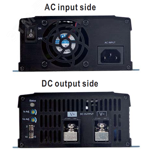 Устройство зарядноеисточник питания AC-DC, 722.4Вт, вход 90…264В AC127…370В DC, выход 14.4В21.5…43А, рег. вых=10.5…21В, изоляция 3000В AC, в кожухе, 230х158х67мм, -30…+70°С, тип АКБ свинцово-кислотный , выход клеммная колодка - фото 2
