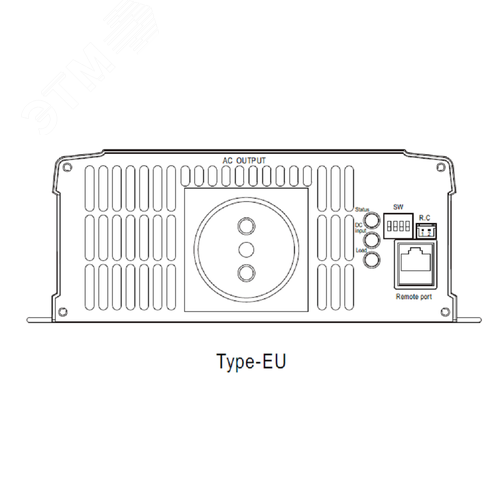 Инвертор DC-AC, 1200Вт, Рмакс=2000Вт(0,6 сек), Uвх=24(20…33)В DC, Uвых=230В АС (ещё 200, 220, 240), f=50(60) Гц, КНИ<3%, изоляция 3000В AC, в кожухе 333x184x70мм, вес 3.3кг,  -25…+70°С, розетка тип-EU (Европа), тип АКБ Lead Acid или Li-ion - фото 3