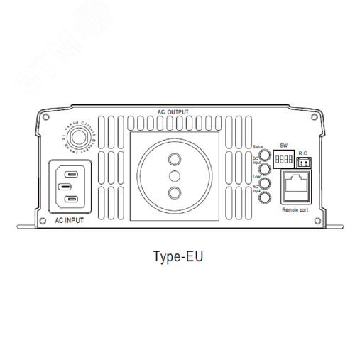 Инвертор DC-AC с функ. ИБП, 1200Вт, Рмакс=2000Вт(0,6 сек), Uвх=12(10...16,5)В DC, Uвых=230В АС (ещё 200, 220, 240), f=50(60) Гц, КНИ<3%, изоляция 3000В AC, в кожухе 333x184x70мм, вес 3.3кг,  -25…+70°С, розетка тип-EU (Европа), тип АКБ Lead Acid или Li-ion - фото 3