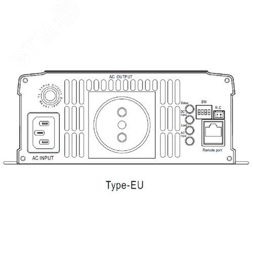 Инвертор DC-AC с функ. ИБП, 1700Вт, Рмакс=2550Вт(0,6 сек), Uвх=12(10...16,5)В DC, Uвых=230В АС (ещё 200, 220, 240), f=50(60) Гц, КНИ<3%, изоляция 3000В AC, в кожухе 400x184x70мм, вес 4.63кг, -25…+70°С, розетка тип-EU (Европа), тип АКБ Lead Acid или Li-ion - фото 3